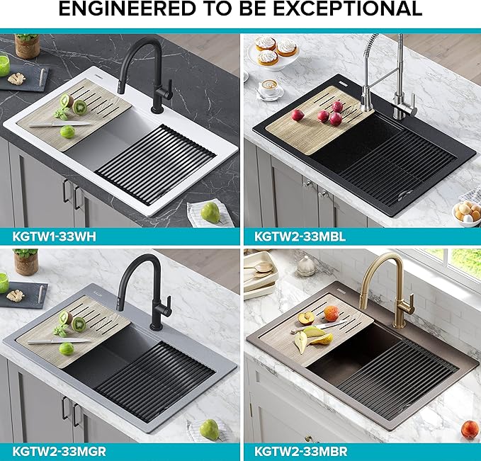 KRAUS Bellucci Workstation 33" Single Bowl Granite Kitchen Sink in Metallic - Image 13