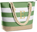 YOOLIFE Initial Canvas Waterproof Beach Tote Bag Zipper Personalized Gifts by YOOLIFE