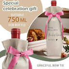 Cute Pink Bow Ribbon Engagement Gift Wine Bag - 1 PCS Bride to Be Gifts for Bridesmaids Bride and Groom Couples Her Him Will You Be My Bridesmaid for Getting Married Engagement Bridal Shower - A51