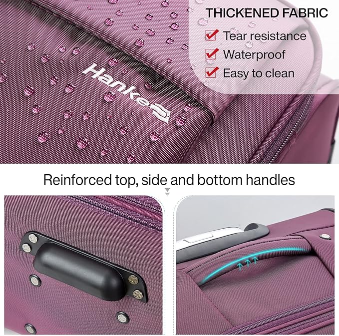 Hanke 20 Inch Expandable Carry On Luggage 22x14x9 Airline Approved Softside - Image 6