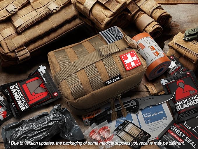 Survival First Aid Kit with Israeli Bandage, Chest Seal, Tactical Military - Image 2