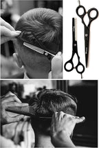 Professional Hair Cutting Scissors Kit, Sharp Fine Blades, Premium Stainless Steel Hairdressing Shears, Haircut Beard Trimming Grooming Set for Barber Salon Home Men Women Pets (Black-Silver)