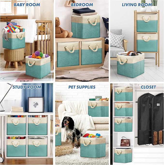 SIMPLE HOUSEWARE Fabric Storage Cubes, 3 Pack - Image 5