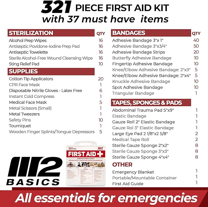 M2 BASICS Premium 321 Piece First Aid Kit - Image 4