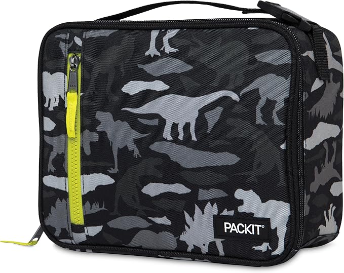 PackIt Freezable Classic Lunch Box, Dino Camo Charcoal, Built - Image 2