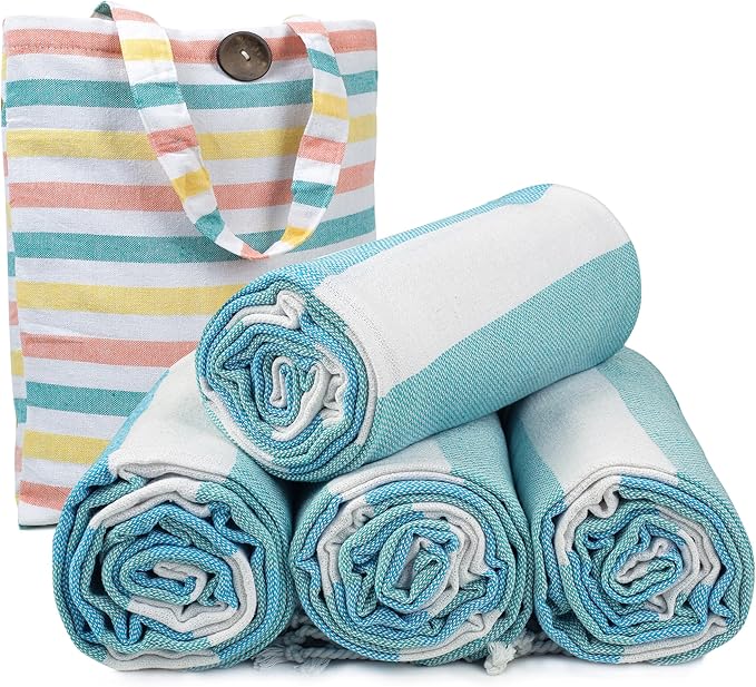 HILLFAIR Cotton Turkish Beach Towels, Quick Dry Lightweight Sand Free Peshtemal by HILLFAIR