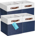 OrganiHaus 11x11 Fabric Cubes Storage Bins Set of 4, Foldable Collapsible by OrganiHaus