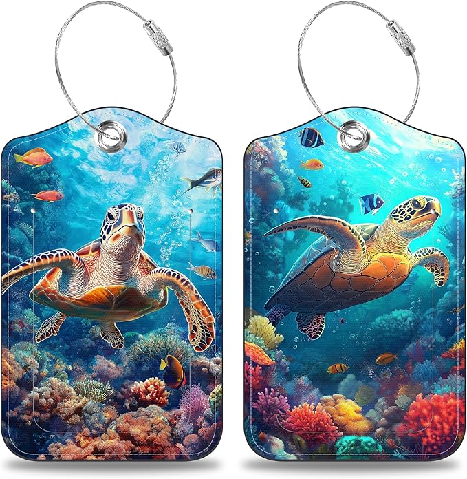 Sea Turtle Set of 2 Luggage Tags by Unknown