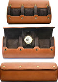Watch Travel Case for Men – Leather Watch Roll Case Organizer – 3 Watches by MirageLuxuryTravel