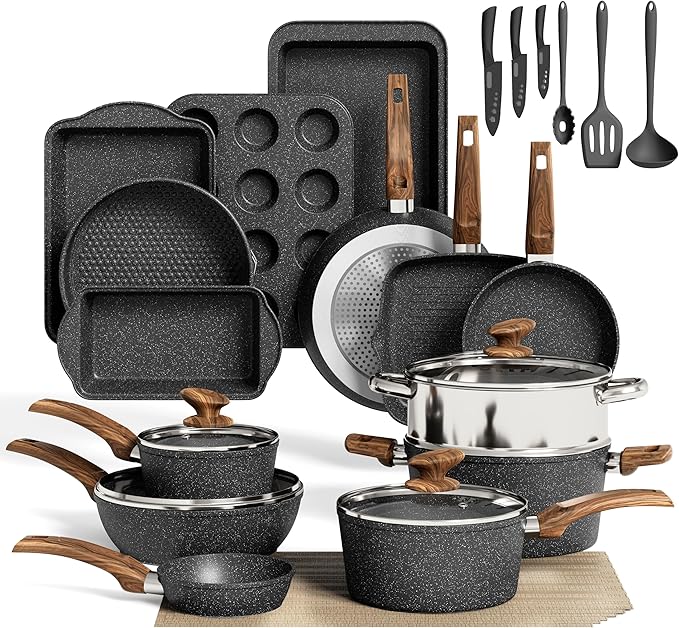 MAISON ARTS Pots and Pans Set Non Stick, 30 Piece Kitchen Cookware & Bakeware by MAISONARTS