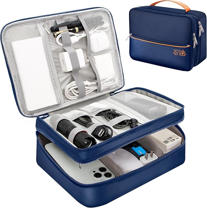 SELLYFELLY Electronics Travel Organizer, Double Layer Cable Organizer Bag by SELLYFELLY