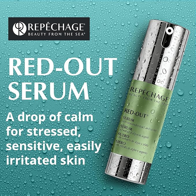 Repechage Red-Out Serum with Seaweed Extract, Silver & Hyaluronic Acid – Cooling, Lightweight Hydration Serum Moisturizer for Sensitive Skin – Non-Greasy & Quick Absorbing Formula, 1 fl oz (30 mL)
