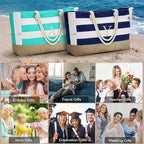 YOOLIFE Large Initial Beach Bag Waterproof Tote Zipper Bag Personalized Gifts - Image 6