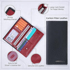 VISOUL Mens Leather Long Checkbook Bifold Wallets - Image 3