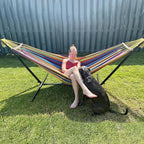 SZHLUX Double Hammock with Stand Included 450lb Capacity Steel Stand, Premium - Image 2