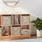 Collapsible Fabric Storage Cube Bins Organizer with Handles for Organization and Organizing Solution (Beige / 13"x13"x13")