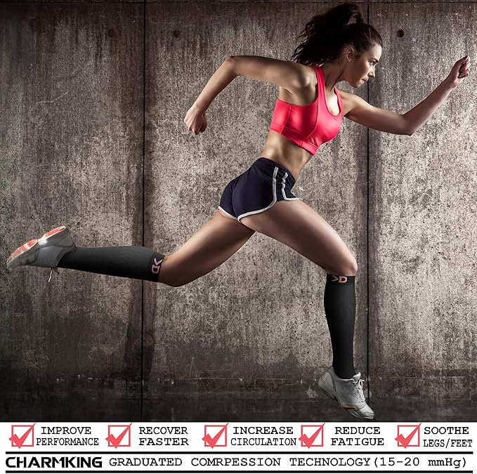 CHARMKING Compression Socks for Women & Men Circulation 15-20 mmHg is Best - Image 2