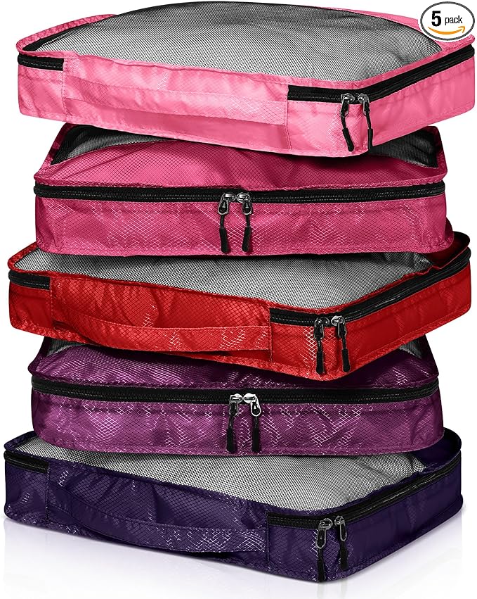 5 Pcs Packing Cubes for Suitcase Large Travel Cubes Carry on Luggage Organizer by Bulyoou