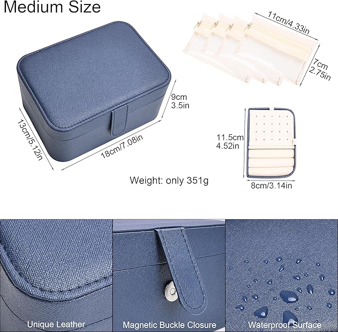 2 Layer Portable Jewelry Box, Large Jewelry Travel Case - Image 2