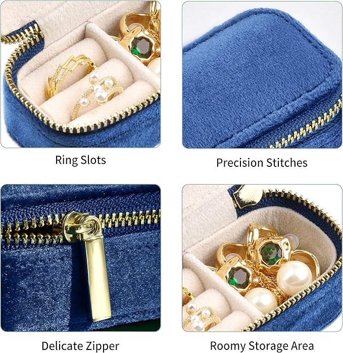 TAIMY Mini Jewelry Travel Case, Velvet Small Travel Jewelry Box, Portable - Image 5