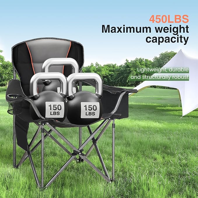 HIGH POINT SPORTS Oversized Portable Camping Folding Chair, Heavy Duty Foldable - Image 5