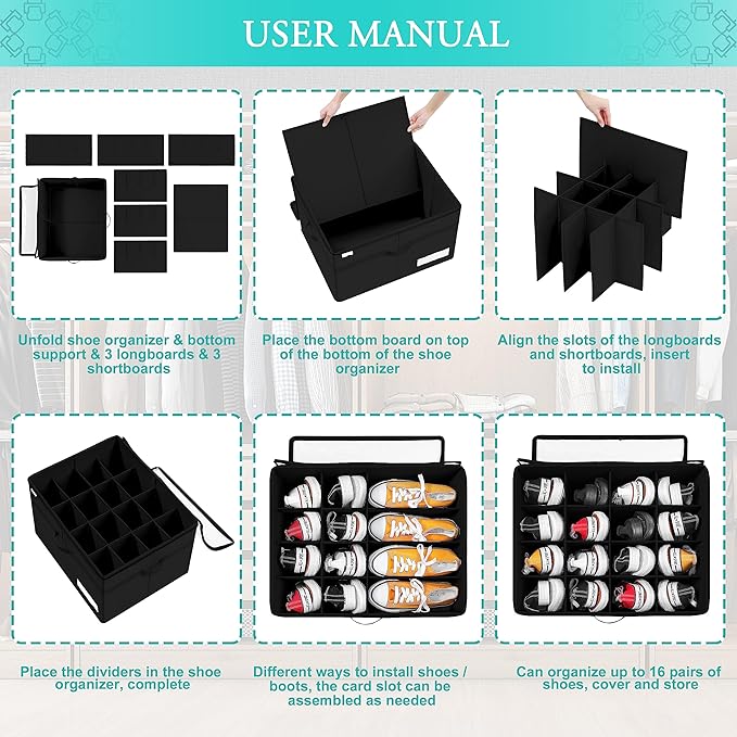 Luvhomee Shoe Storage Organizer, Fits 16 Pairs, Large Shoe Organizer Box - Image 6
