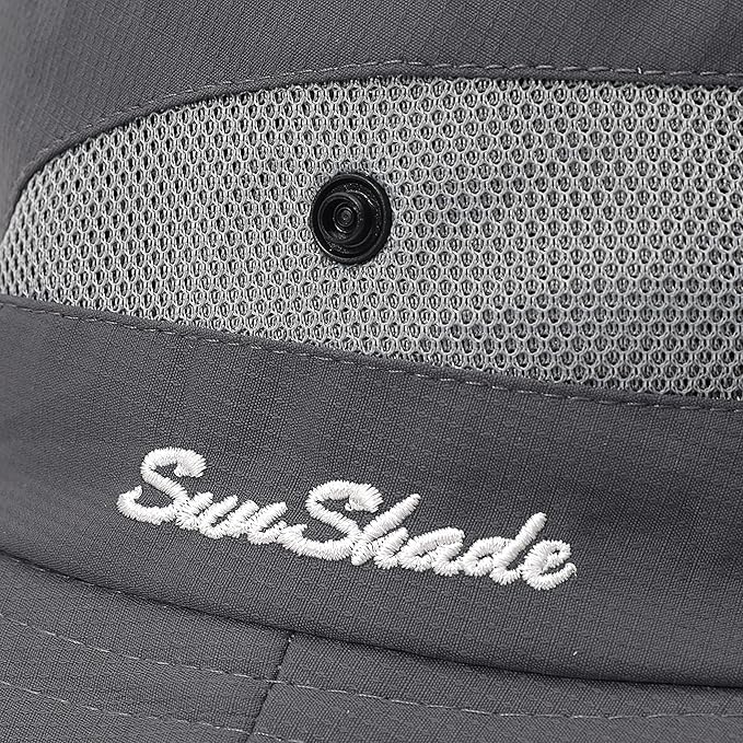 Womens Summer Sun Hat Beach Hat Wide Brim Outdoor UV Protection Hat Foldable - Image 7
