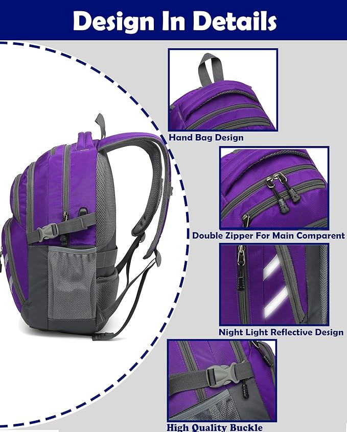 ProEtrade Backpack Bookbag for College Laptop Travel, Fit Laptop Up to 15.6 inch - Image 3