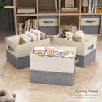 Fabric Large Storage Bins with Lids 3 Pack Collapsible, Linen Closet Organizers - Image 7