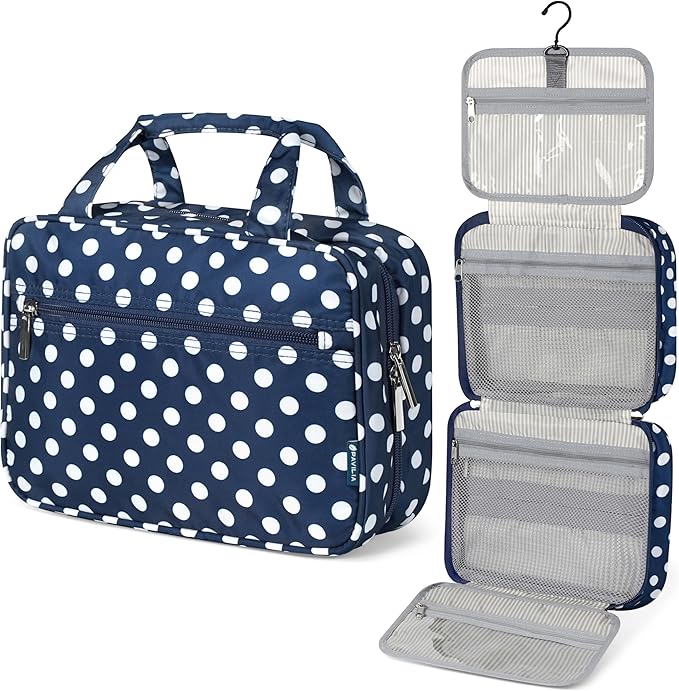 PAVILIA Hanging Toiletry Bag Travel Bag Women Men, Foldable Cosmetic Organizer by PAVILIA
