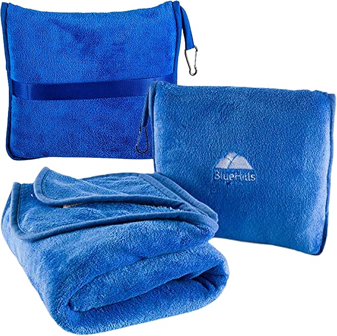 BlueHills Premium Soft Travel Blanket Pillow Airplane Blanket Packed in Soft by BlueHills