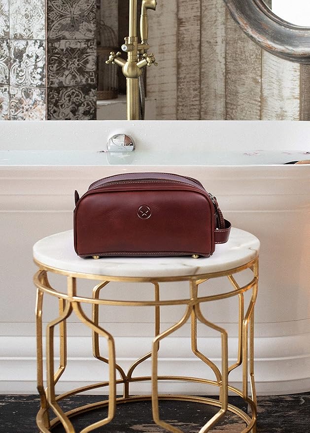 10" Premium Leather Toiletry Travel Pouch - Image 3