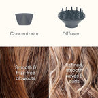 INFINITI PRO CONAIR SmoothWrap Hair Dryer, Blow Dryer with Diffuser and Concentrator Attachments, Advanced Plasma and Ceramic Technology for Less Frizz, More Volume, and Body, Champagne