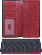 VISOUL Mens Leather Long Checkbook Bifold Wallets by VISOUL