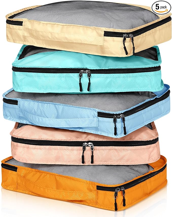 5 Pcs Packing Cubes for Suitcase Large Travel Cubes Carry on Luggage Organizer by Bulyoou