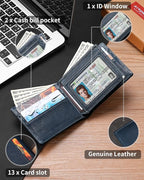 Mens Wallet Bifold Genuine Leather RFID Blocking Wallet - Image 5