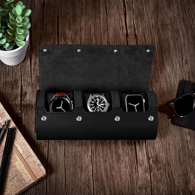 Barton Leather Watch Roll for 3 Watches | Convenient Organizer Case for Travel - Image 8