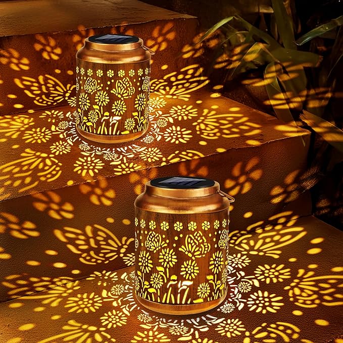 Brizled Butterfly Solar Lantern Lights 2 Pack, Warm White Christmas/Birthday by Brizled