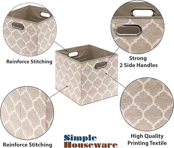 SIMPLE HOUSEWARE 13-Inch Collapsible Fabric Cube Storage Bin - Image 6