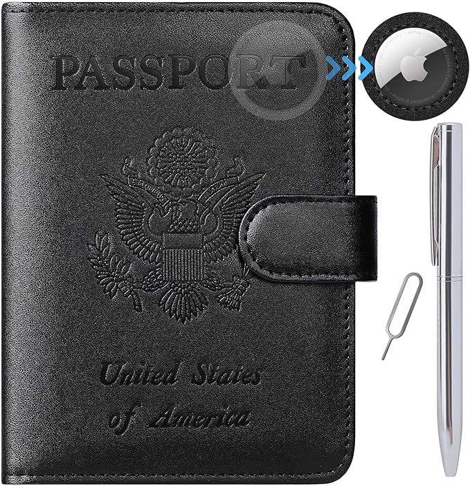 Airtag Passport Holder Cover Wallet RFID Blocking Leather Case Travel by PASCACOO