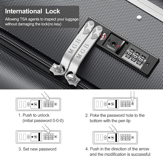 MGB 20 Inch Top Open Carry On Luggage 22x14x9 Airline Approved, Hard Shell - Image 7
