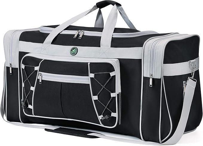 Travel Duffle Bags for Men 26" Black Weekender Over Night Carry On Bag by AULUDA