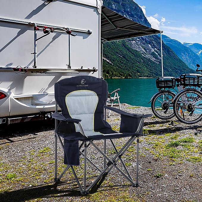 LET'S CAMP Oversized Folding Camping Chair Portable Outdoor Heavy Duty Padded - Image 2