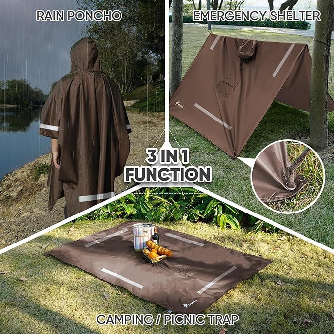 PTEROMY Hooded Rain Poncho for Adult - Image 2