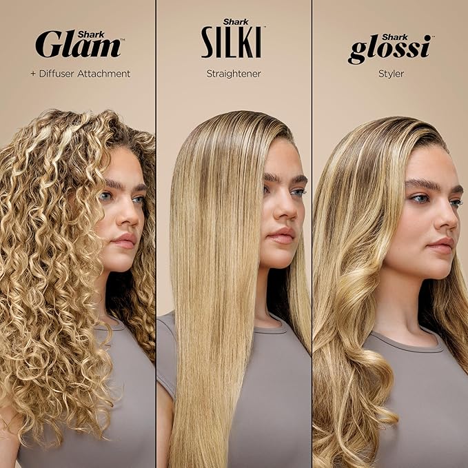 Shark Glam Hot Tool Air Styling Drying System, with Silki Straightener & Glossi Glosser, for Drying, Curling, Straightening & Glossing with Diffuser, Starlight Dream, HD6042SPL