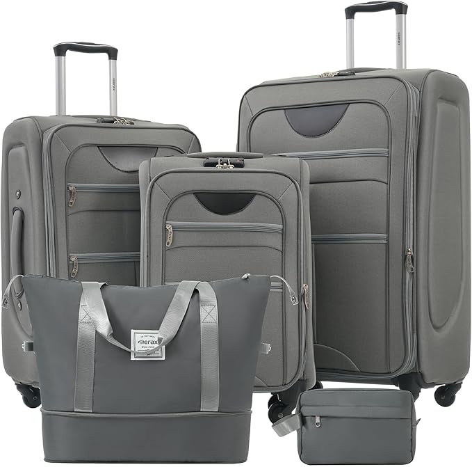 Merax Softside Luggage Set Softshell Lightweight 3 Piece Spinner Suitcase by Merax