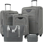Merax Softside Luggage Set Softshell Lightweight 3 Piece Spinner Suitcase by Merax
