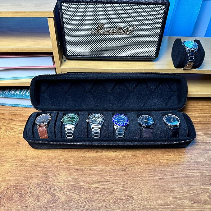 Hard 6 slots watch travel case, watch storage box organizer, 6 slots watch roll - Image 4