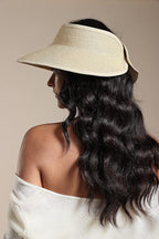 Joywant Womens Sun Visor Hats, Packable Wide Brim Ponytail Beach Hat Straw - Image 5