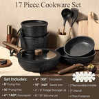 CAROTE 17pcs Pots and Pans Non Stick, Cookware Sets Detachable Handle, - Image 2